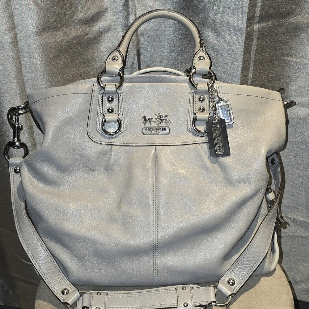 Coach Light Gray Leather Tote